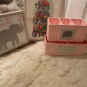 RESERVED***  Baby Girl Decor Box-Pink/Grey/White